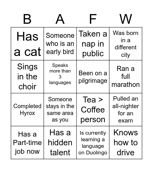 CSA Bring a Friend Week Bingo Card