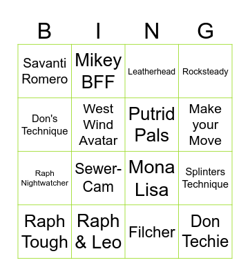 MTG Turtles I Bingo Card
