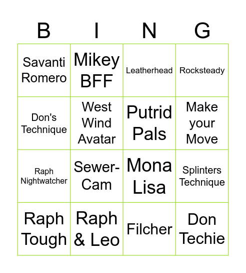 MTG Turtles I Bingo Card