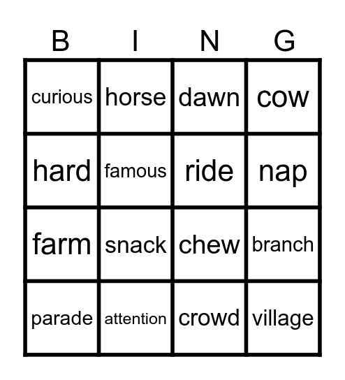 Every Day Is Hard On The Farm Bingo Card