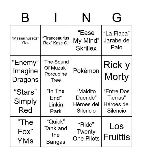 Bingo musical Félix Bingo Card