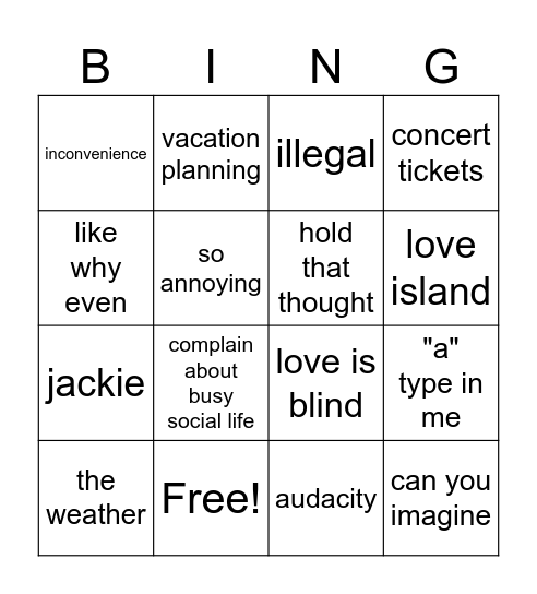 Untitled Bingo Card