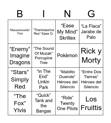 Bingo musical Bingo Card