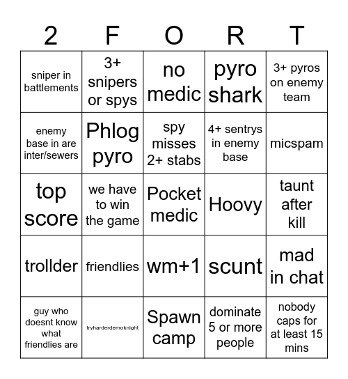 2fort brongo Bingo Card