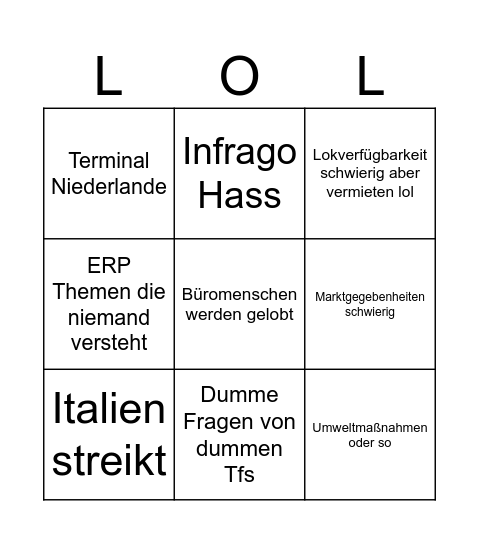 Europa Café Bingo Card