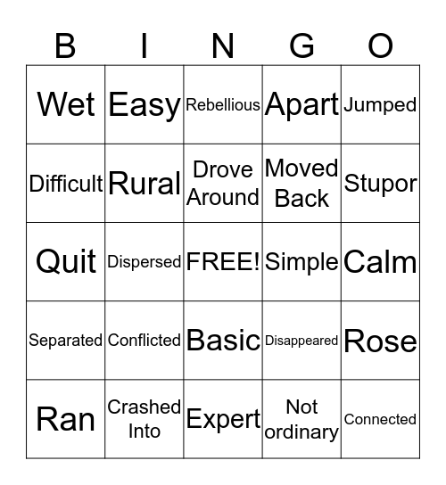 Green Group Bingo Card