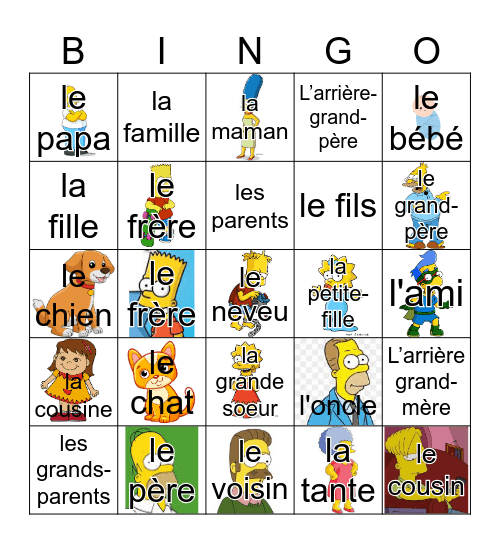 La Famille Bingo Card