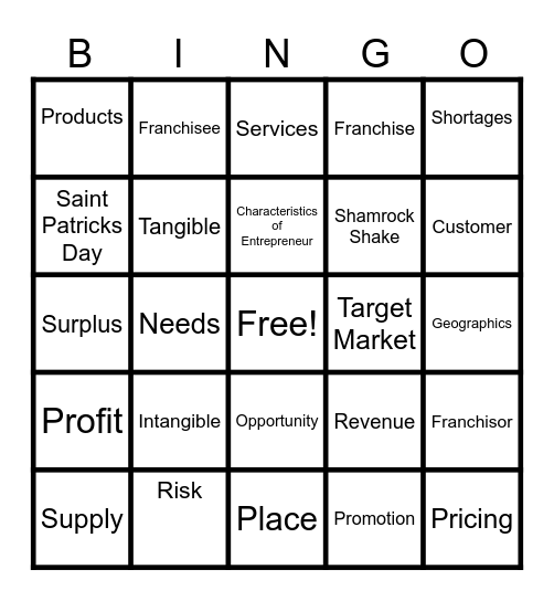 Business Essentials Bingo Card