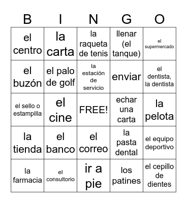 Realidades 3A Bingo Card