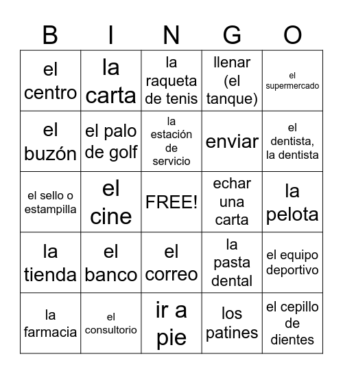 Realidades 3A Bingo Card