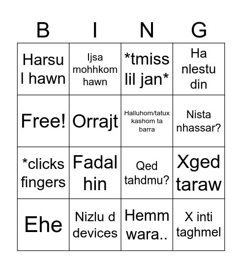 Roxy Bingo Card