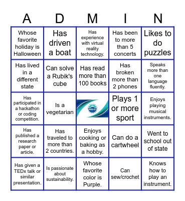 BRDH Monthly Division Icebreaker Bingo Card