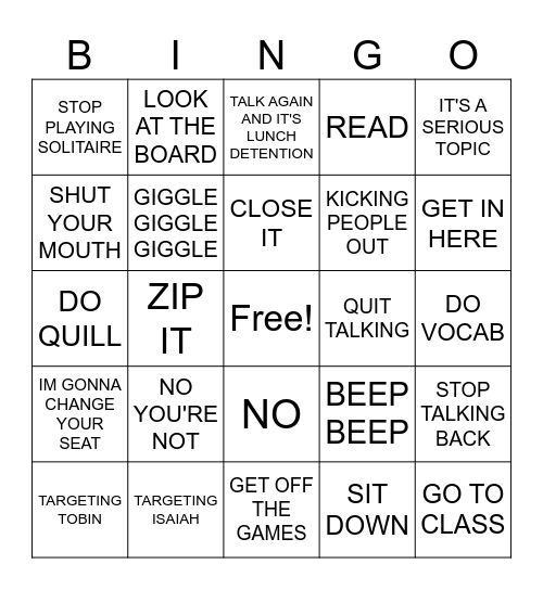MR. TAYLOR Bingo Card