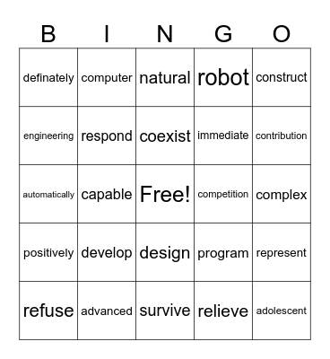 Robotics Bingo Card