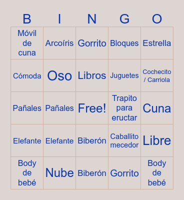Baby Shower Benjamin Bingo Card