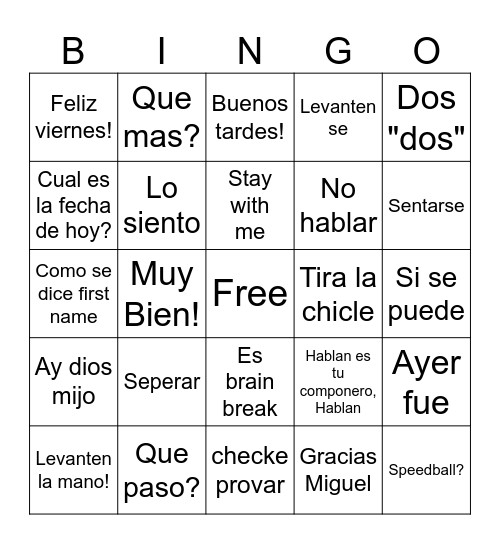 Mrs. Crispell Bingo Card
