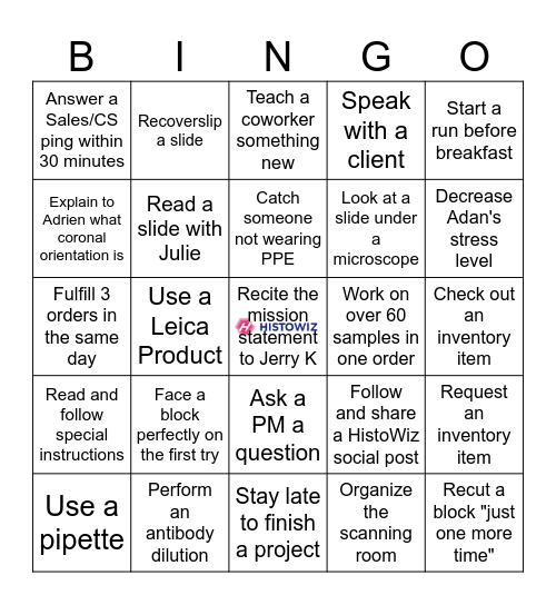 HistoWiz Bingo Card