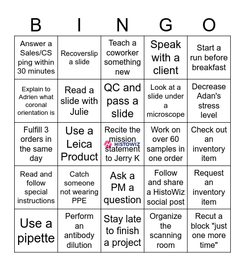 HistoWiz Bingo Card
