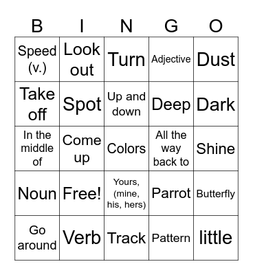 Justin's New Bike & Deep Sea Word Review Bingo Card
