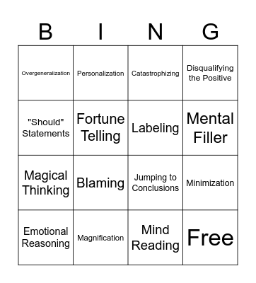 Cognitive Distortions Bingo Card