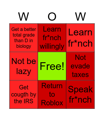 Things not expected to be done by me in 2026 Bingo Card