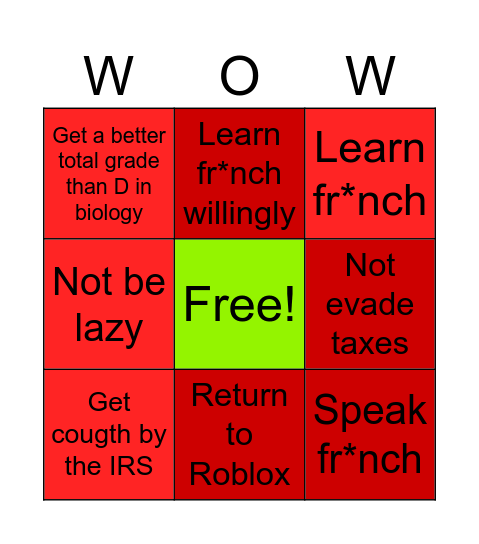 Things not expected to be done by me in 2026 Bingo Card