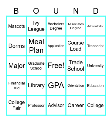 College Bound Bingo Card