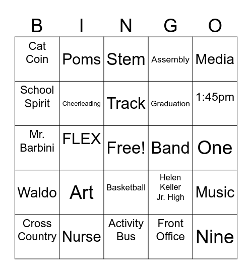Keller Bingo Card