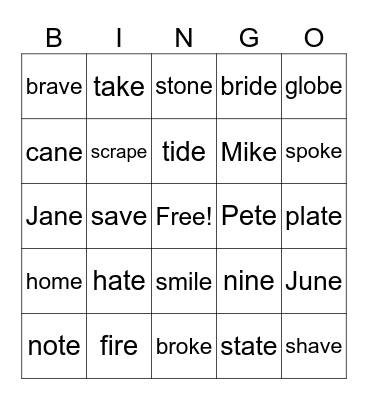 Fundations Level 2 Unit 6 Bingo Card