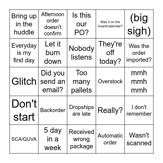 Procurement Bingo Card