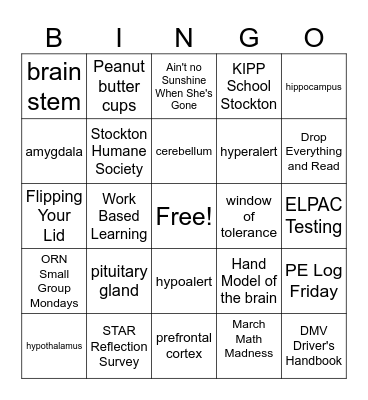 Homeroom Bingo March 13 Bingo Card