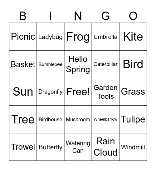 Spring Bingo Card