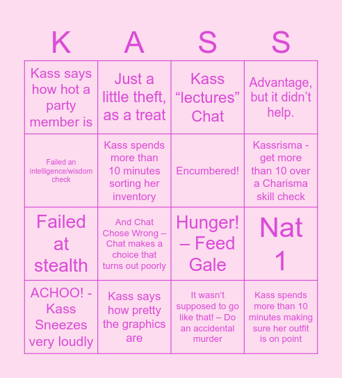 Baldur's Gate Bingo! Bingo Card