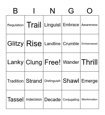 Period 2 Bingo Card
