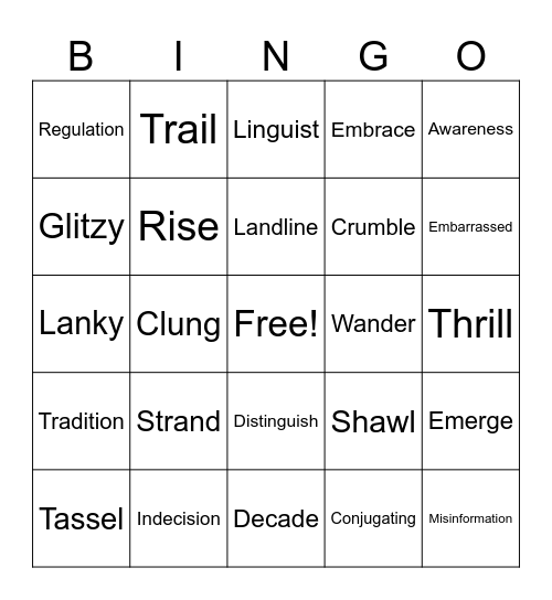 Period 2 Bingo Card