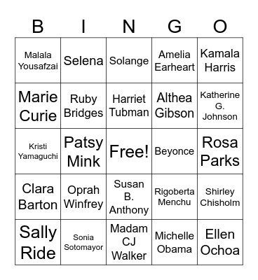 Women's History Bingo Card