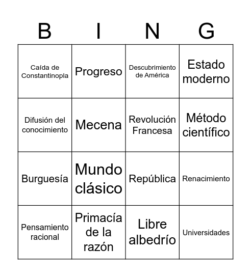 Humanismo Bingo Card