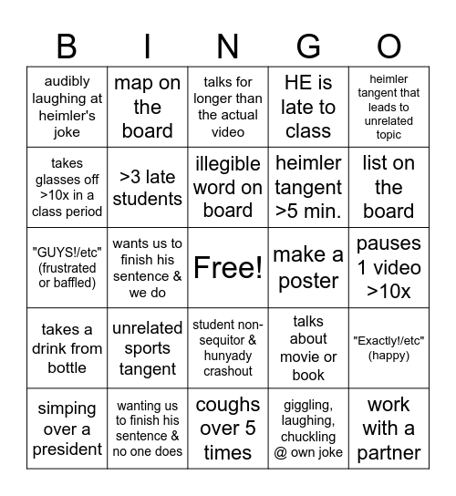 Hunyady APUSH Bingo Card