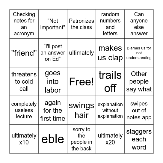 mechatronics Bingo Card