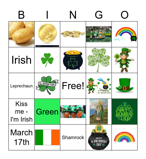 Saint Patrick's Day Bingo Card