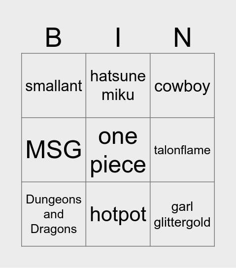 Infinite Craft Bingo Card