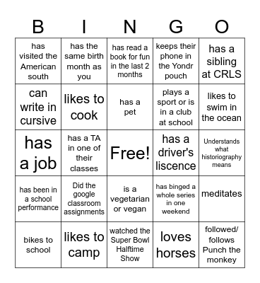 TEAM MONTGOMERY Bingo Card
