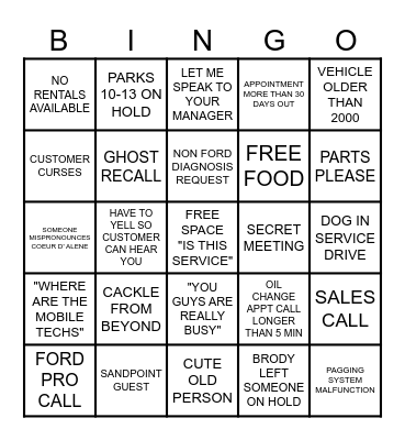 BDC Bingo Friday! Bingo Card