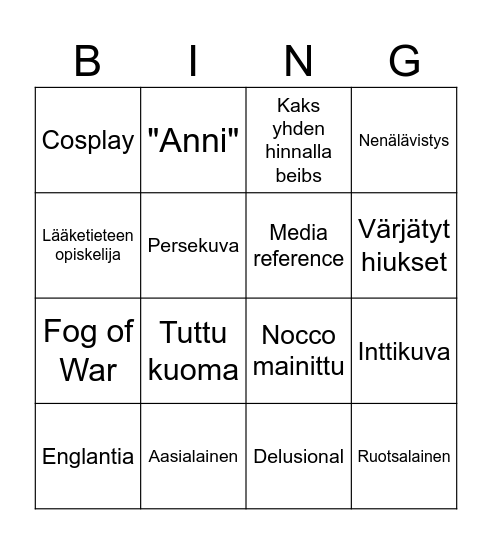 Hingebingo Card