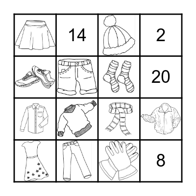 Clothes, clothes, clothes! Bingo Card