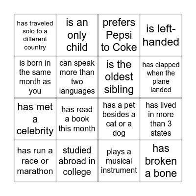 FIND SOMEONE WHO.. Bingo Card