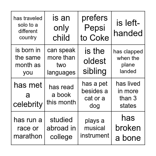 FIND SOMEONE WHO.. Bingo Card