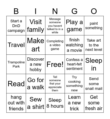 GSA/SSC Spring Break Bingo Card