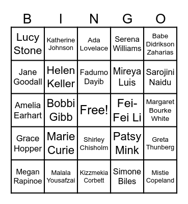 Woman's History Month BINGO Card