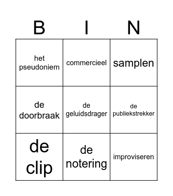 Staal Taal Rap les 5 Bingo Card